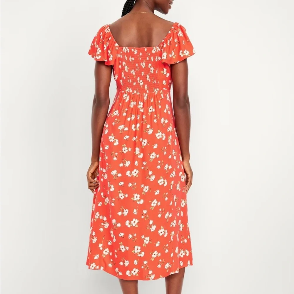 Flutter Sleeve Crepe Midi Dress - Picture 2 of 4